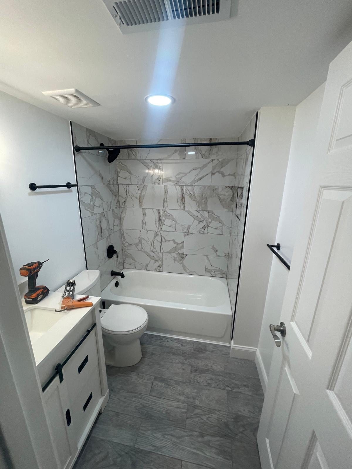 Marble tile bathroom full remodel Maryland